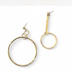 Serena Gold Irregular Hoop Dangle Earrings Feminine Special Events